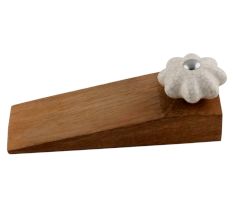 2 Pieces Cream Melon Crackle Ceramic Wooden Door Stopper